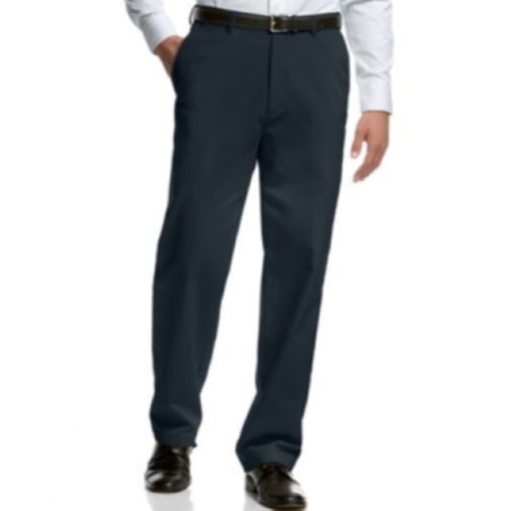 Haggar Performance Comfort Dress Pants Mens 36x29 Navy Blue Straight Stretch NEW